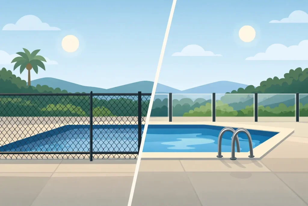 Before and After Pool Fence Replacement