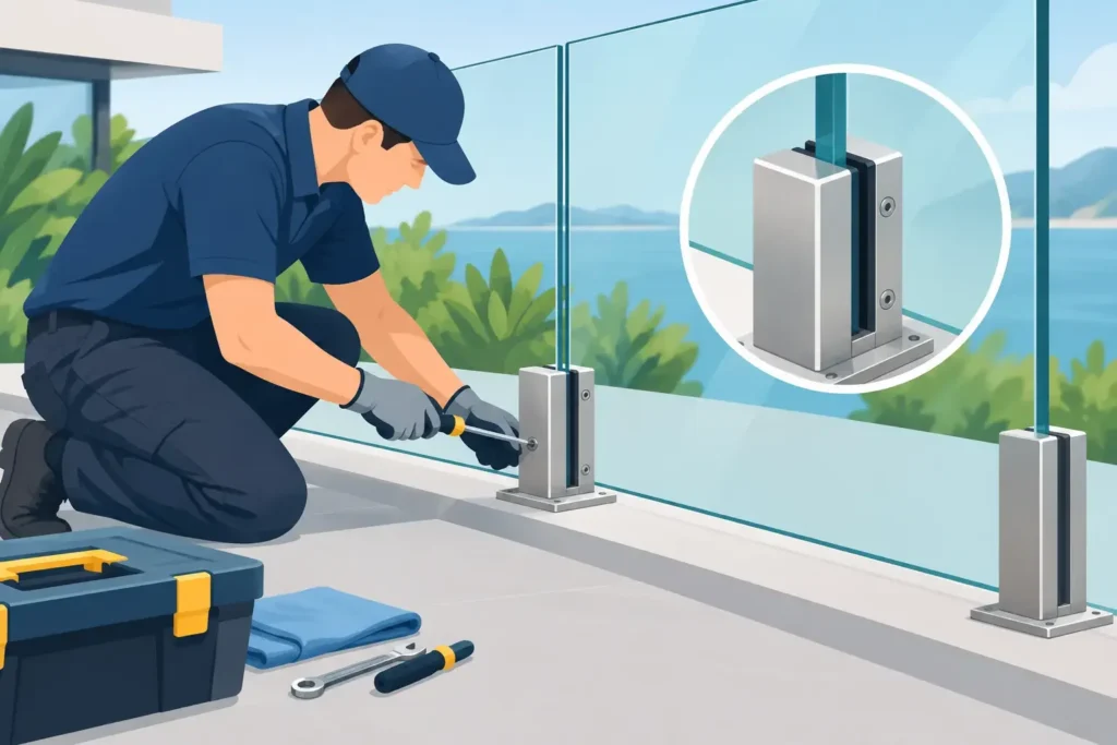 Repairing Loose Glass Fence Spigots Safely